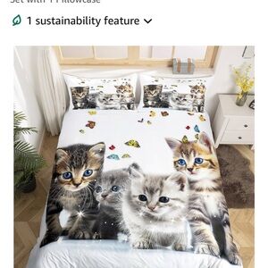 White Cat-Themed Duvet Cover Bedding